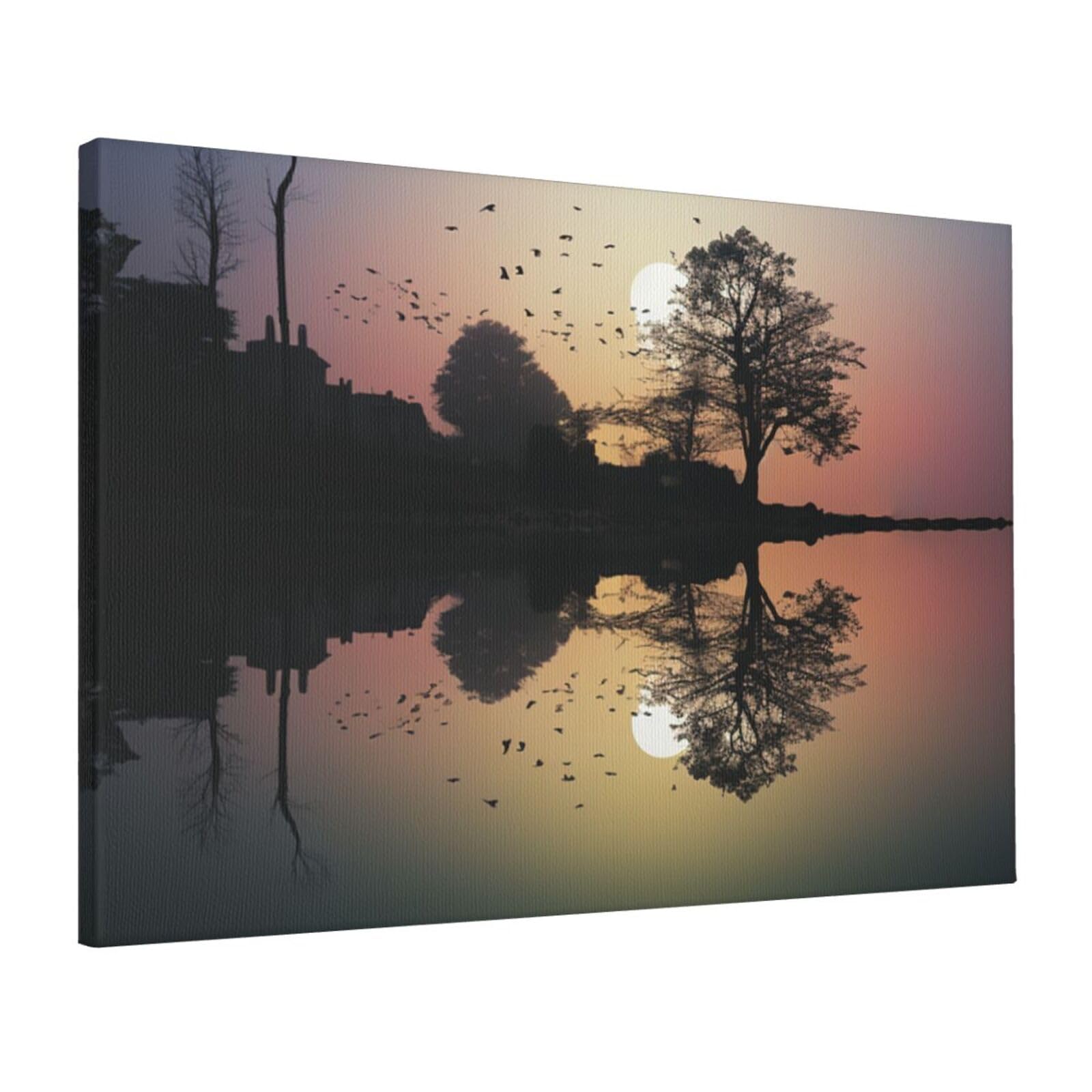 FodPand Canvas Wall Art for Living Room Wall Decor 16"x24" Modern Artwork Painting Pictures Hanging Canvas Prints Reflection Guitar Aesthetic Wall Art for Bedroom Bathroom Office Wallart Decor