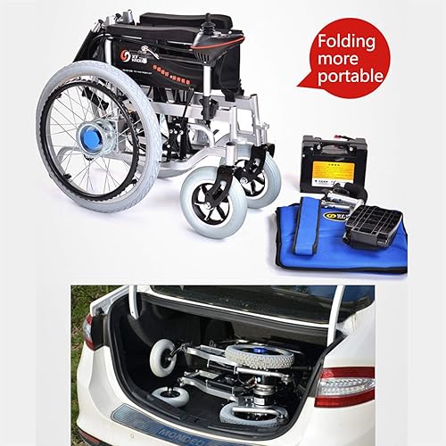 Miniatura 7 de NEOCHY Silla de ruedas portátil de moda, plegable y ligera, 360, silla de ruedas plegable todo terreno, silla eléctrica de doble motor para todas