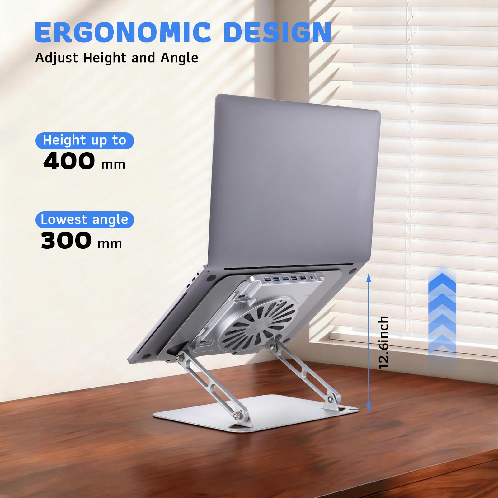 Tapis de refroidissement pour ordinateur portable de gaming avec commande tactile en continu, pour un refroidissement rapide Ordinateur portable de 13 à 16 pouces, pivotant à 360 °, charge maximale de