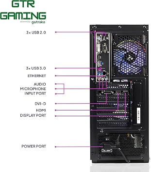 GTR Gaming - high-performance PSU-650W gaming PC- AMD Ryzen 5 5500, GeForce RTX 3050 6GB, 16GB 3200MHz DDR4 RAM,1TB NVMe SSD, Windows 11 Desktop Computer, Wi-Fi, ARGB Case,Stability Prebuilt PC.
