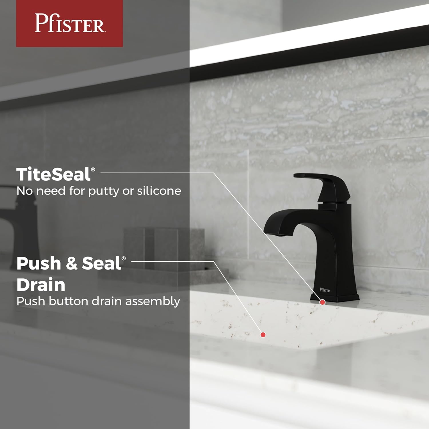 Pfister Bellance Bathroom Sink Faucet, Single Handle, Single Hole or 3-Hole, NSF Certified, Matte Black Finish, LF042BLLB