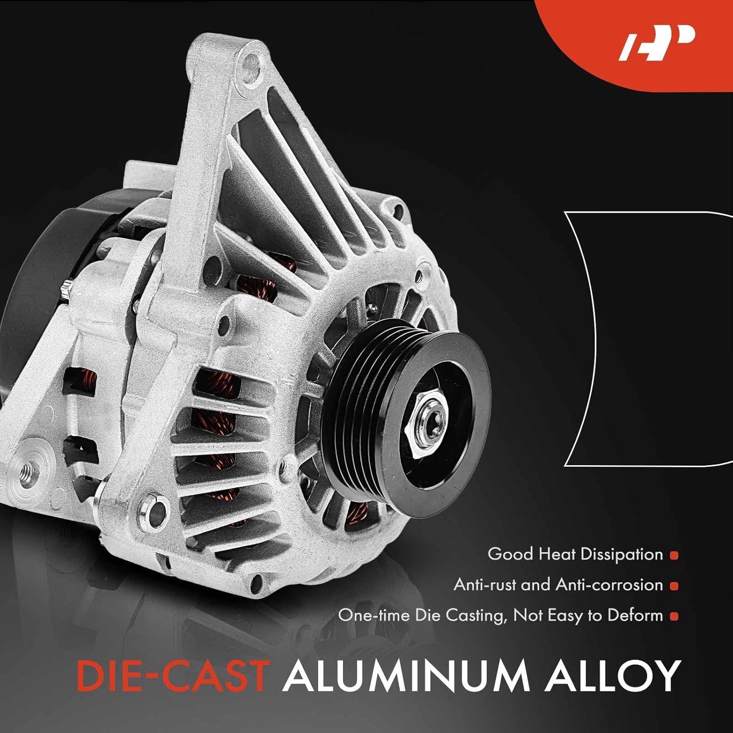 A-Premium Alternator Compatible with Chevrolet Camaro 2000-2002 V6 3.8L & Pontiac Firebird 2000-2002 V6 3.8L, 12V 105Amp Clockwise 6-Groove Pulley, Replace# 10464437, 10480378, 827211