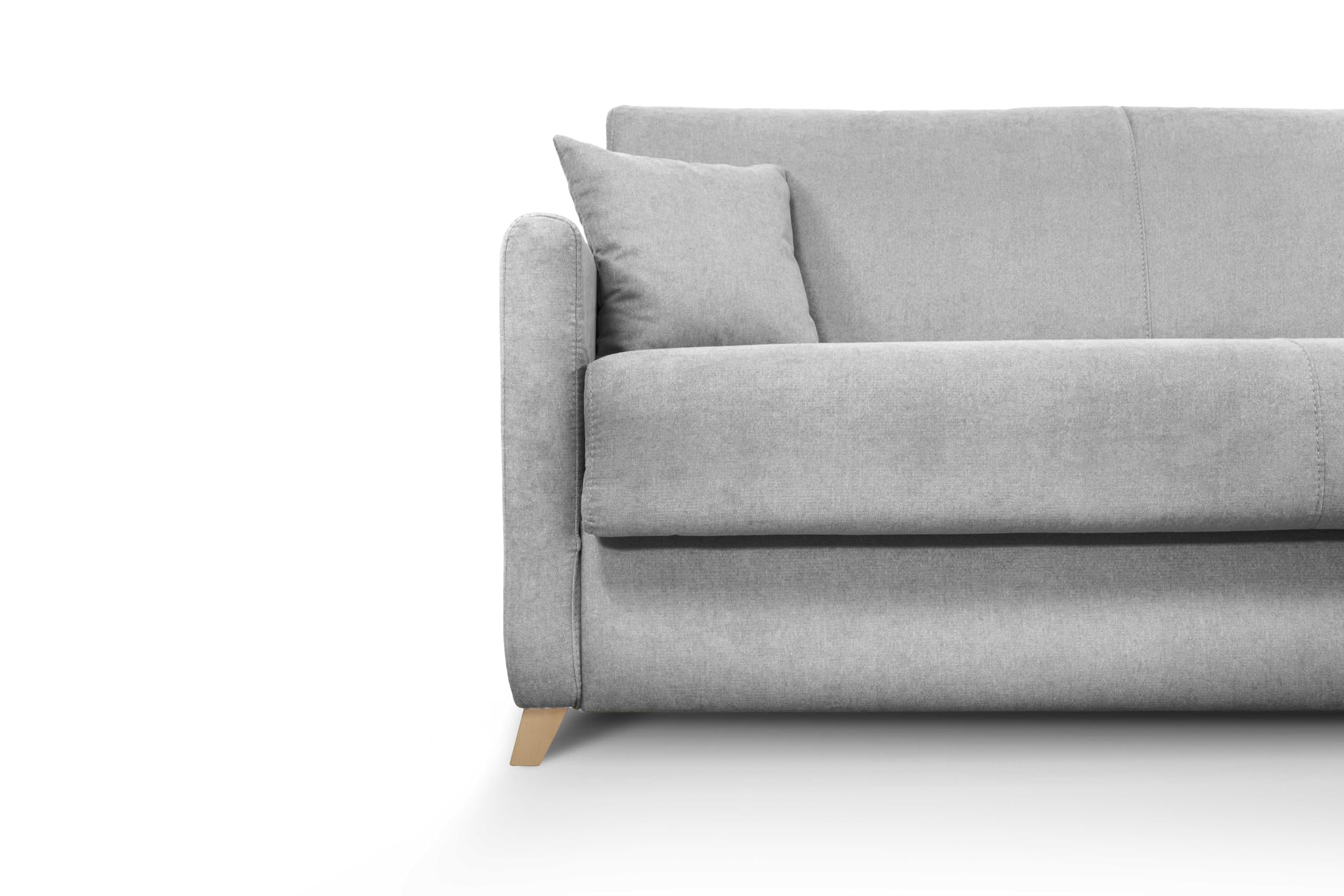 Divano Letto Siria 3 Posti Struttura in Metallo e Legno Imbottitura in Gomma di Poliuretano Rivestimento in Tessuto Rete Elettrosaldata Materasso 160x190 cm H18 cm Colore:Light Grey