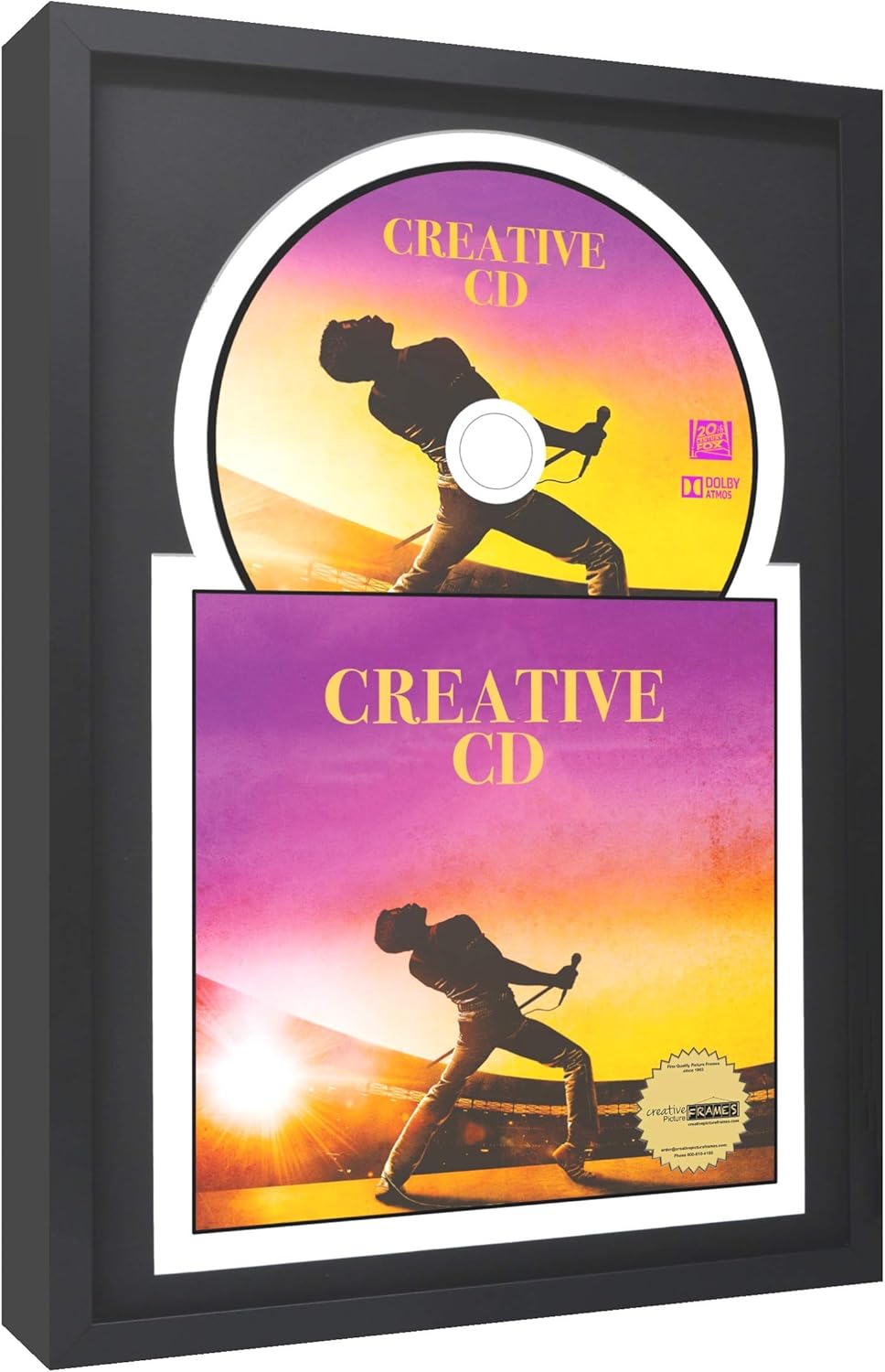 Creative Picture Frames 8" x 12" CD Jukebox Music Frame Double Black-White Matting Displays Cover Art and 4 7/8-inch Dia. Disc Self Standing with Wall Hanger