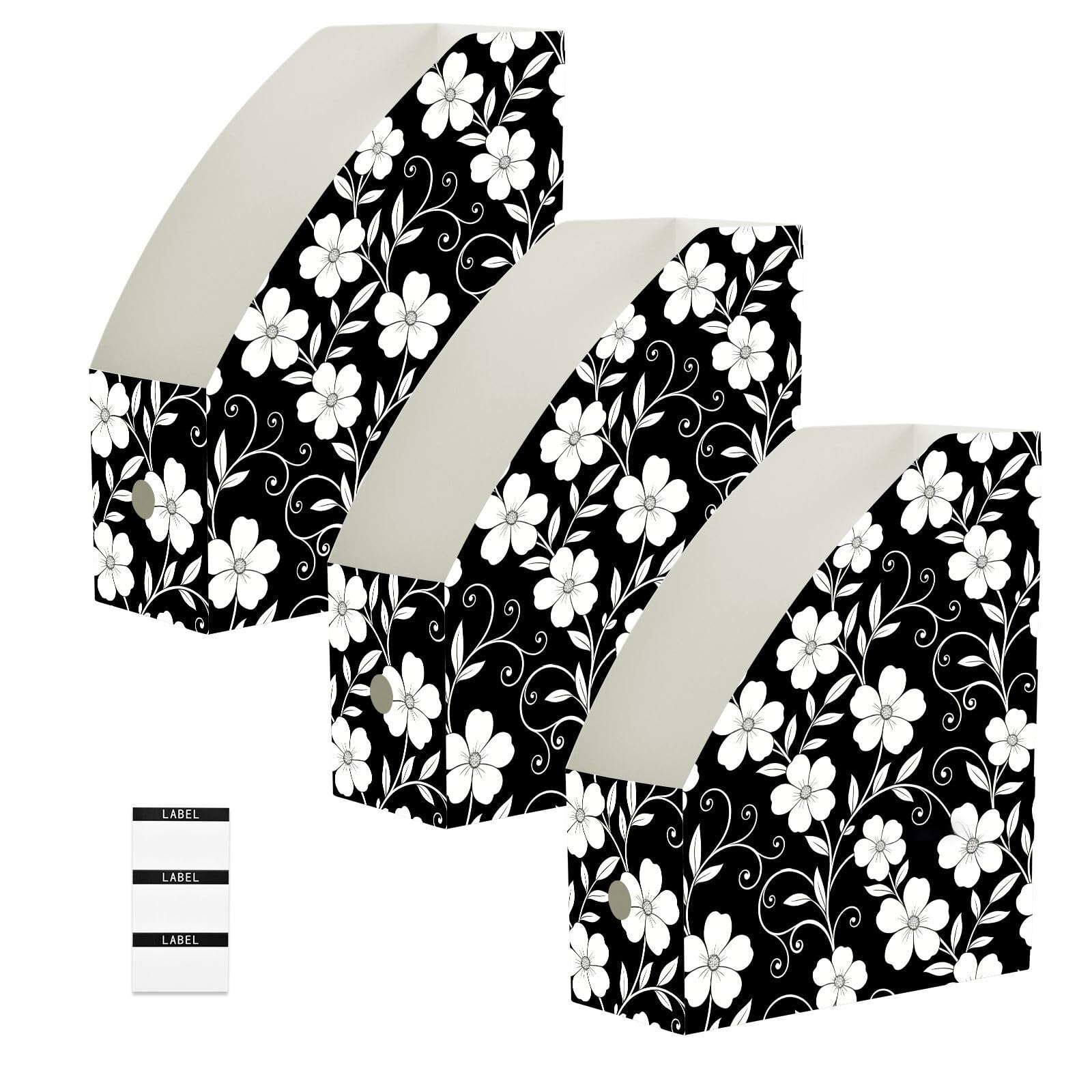 Boîte de rangement pliables bureau lot de 3 bacs vintage pour documents et courriers