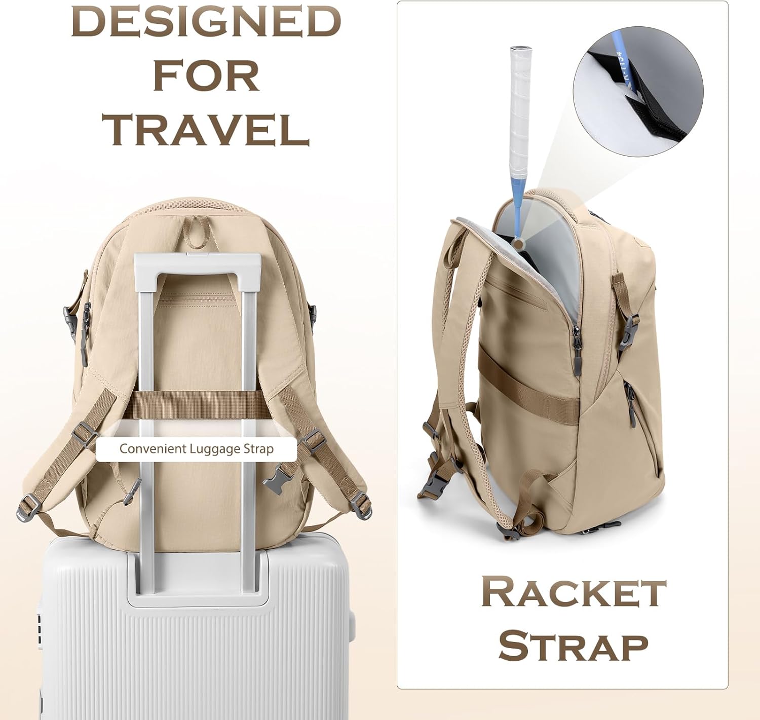 GOLF SUPAGS Basic Multipurpose Casual Backpack Laptop Compartment Water Resistant for Travel Hiking Sport Work Daypack Bag (Khaki)