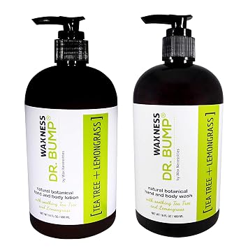 Waxness Dr. Bump Botanical Body Wash & Lotion Kit Tea Tree & Lemongrass 2 x 16 fl oz 480 ml Professional Skin Care Made in USA