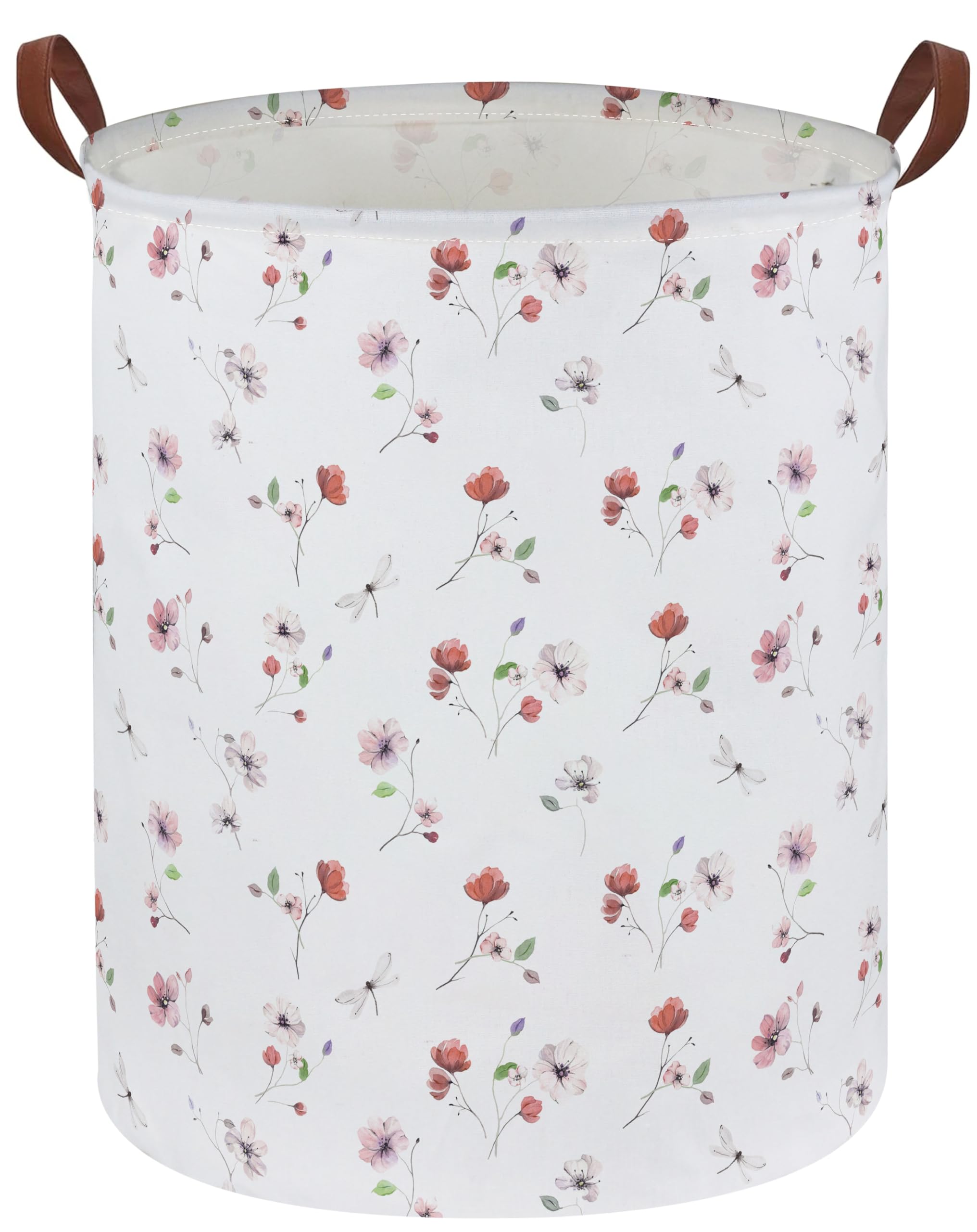 Kids Laundry Hamper,Flower Laundry Basket Collapsible Girls Storage Baskets for Home Decor,Office,Home Organizer,(Dried flowers