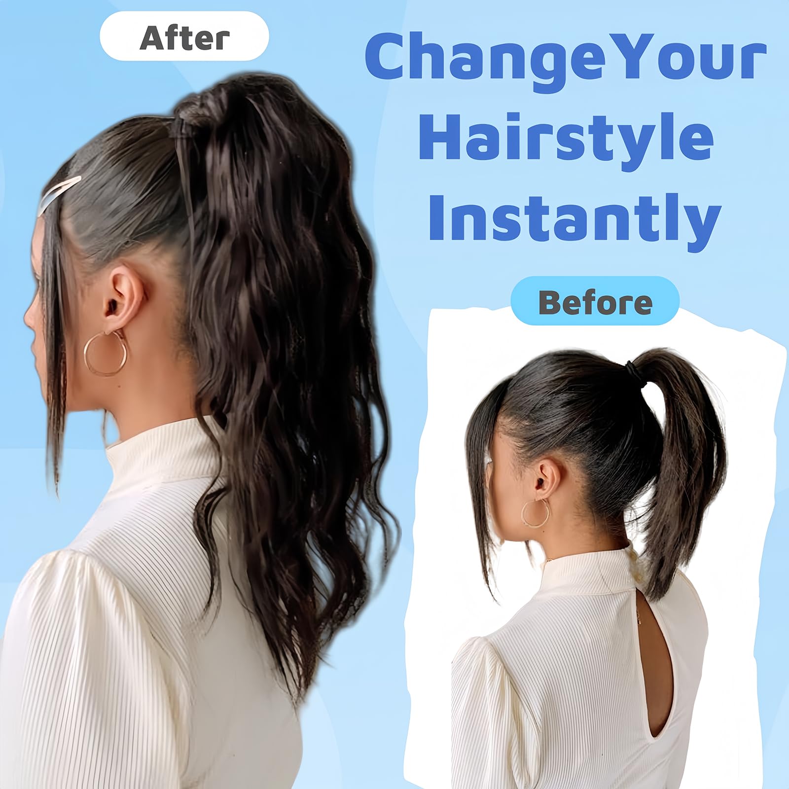Amazon.com : FUOTONBUTY Claw Clip Ponytail Extension 14 inch  display picture 2