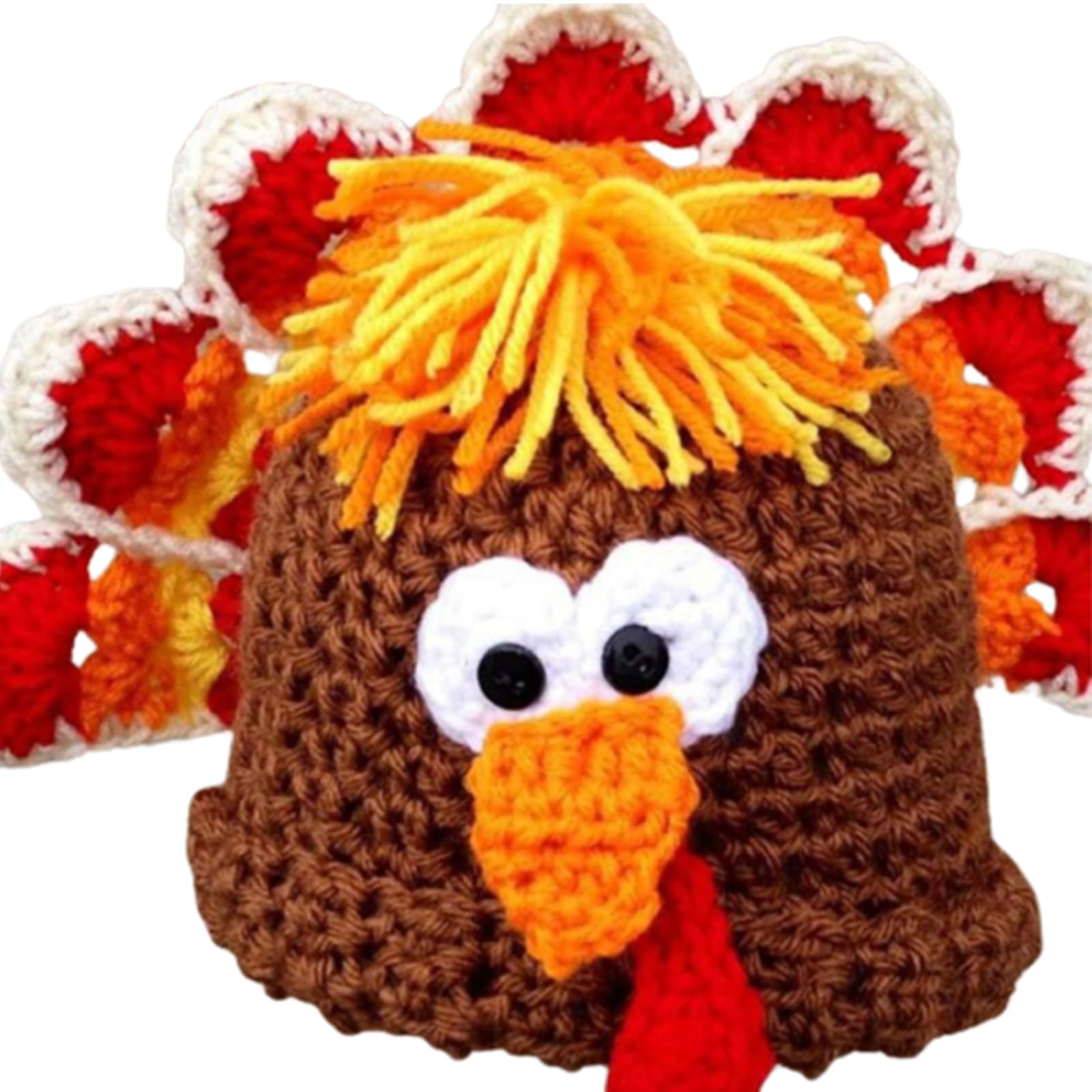 Jazuaiao Parent-Kids Knit 3D Turkey Thanksgiving Hat Unique Headwear Women Men Christmas Party Gift Birthday Halloween Knit Beanies Hats for Hats for Winter for Winter for Adult and Teens