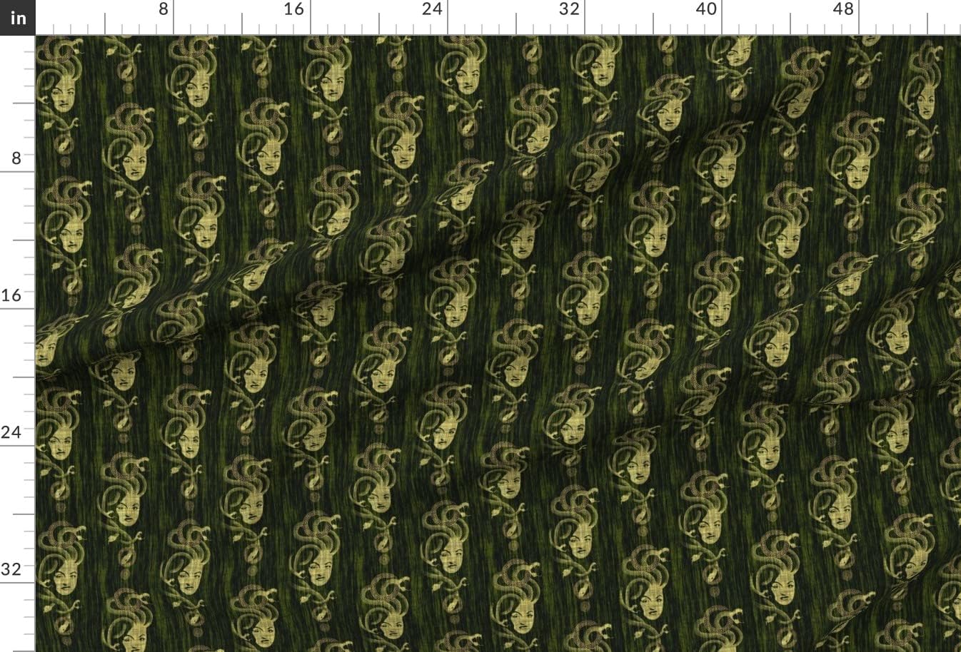 Spoonflower Fabric - Greek Myth Snake Serpent Green Printed on Upholstery Velvet Fabric Fat Quarter - Upholstery Home Decor Bottomweight Apparel