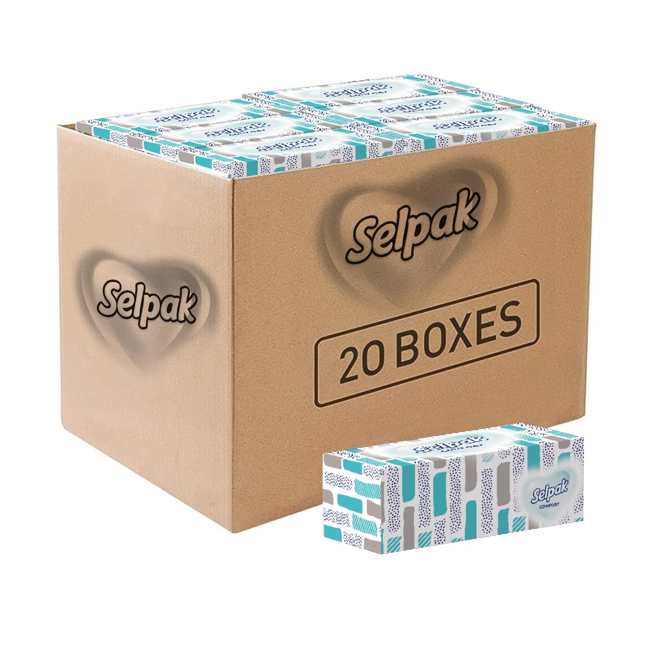 Selpak Comfort Boxed Facial Tissue 150 sheets 2 ply, Pack of 20