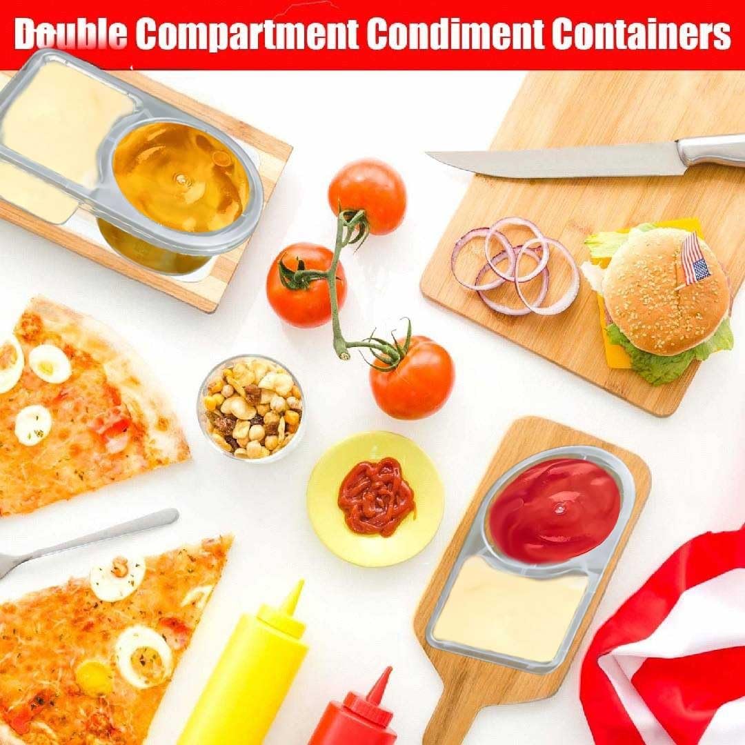 Surflyee Lot De 20 Boîtes à Condiments à Double Compartiment