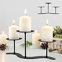Vista 1 de Iron Candle Holder Fireplace: 3 Arms Metal Candelabra Centerpiece Decor - Candle Holder Stand for Candelabra Pillar Candles