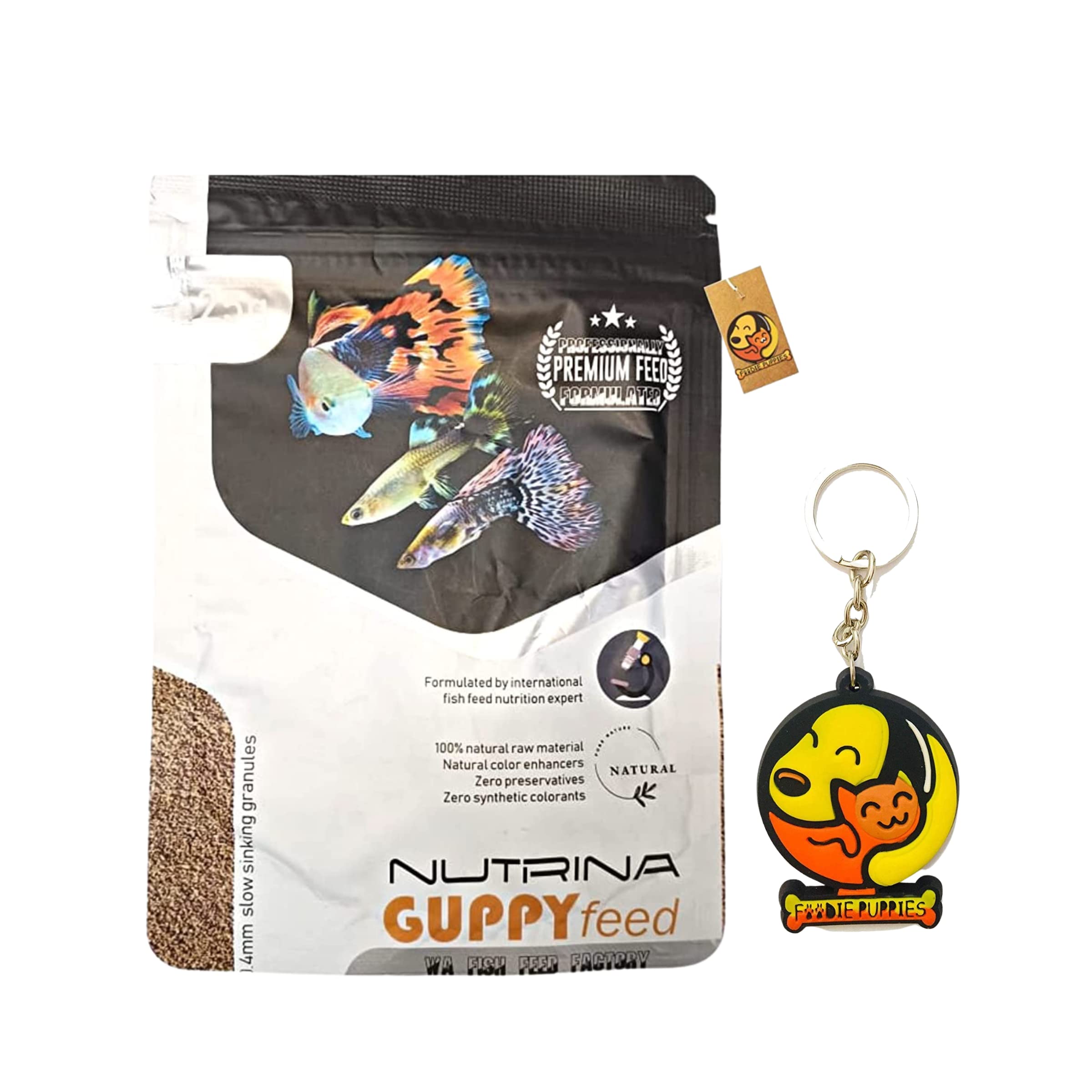 Foodie Puppies WA Nutrina Guppy Feed - 25g | Free Key Ring | 0.4mm Sinking Granules | Zero Preservatives | Zero Synthetic Colorants | 100% Raw Material | Natural Color Enhancers (B0BFMXZYW3) Amazon Price History, Amazon Price Tracker