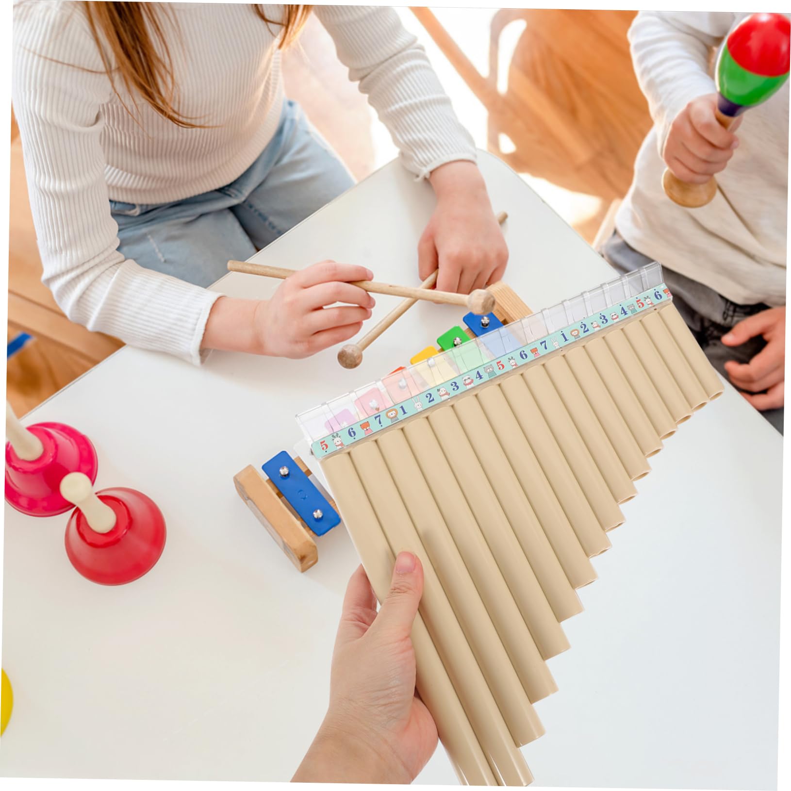 ifundom Flauto di Pan in Resina Chiave Do 16 Canne Bianco per Principianti Strumento Musicale Didattico per Ragazzo Ragazza Portatile per Esercizio Manuale e Coordinazione