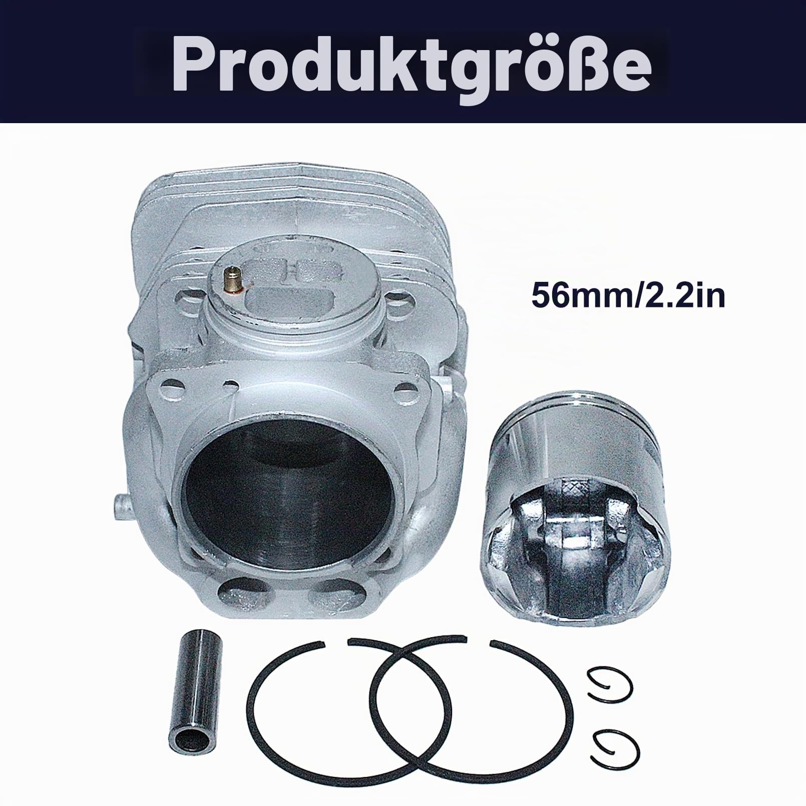 56 mm Zylinder und Kolben set für Husqvarna K960 K970 Trennschleifer Ersatzteile, mit Zündkerze, Ersatz für 544 93 56-02, 544 93 56-03