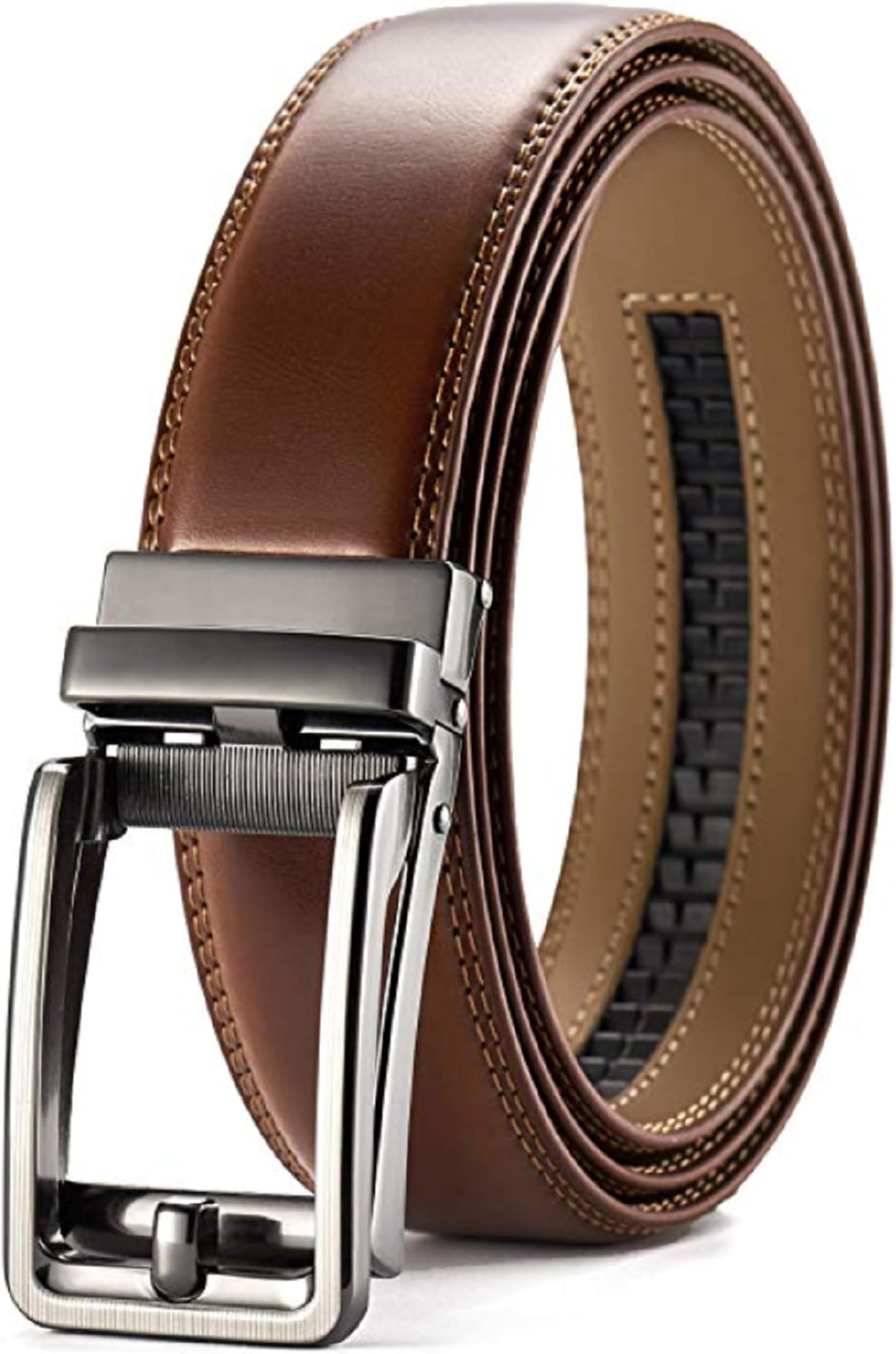 Genuine Leather Belt for Men with Easier Adjustable Autolock Buckle - Micro Adjustable Belt Fit Everywhere |Formal & Casual | Elegant Gift Box