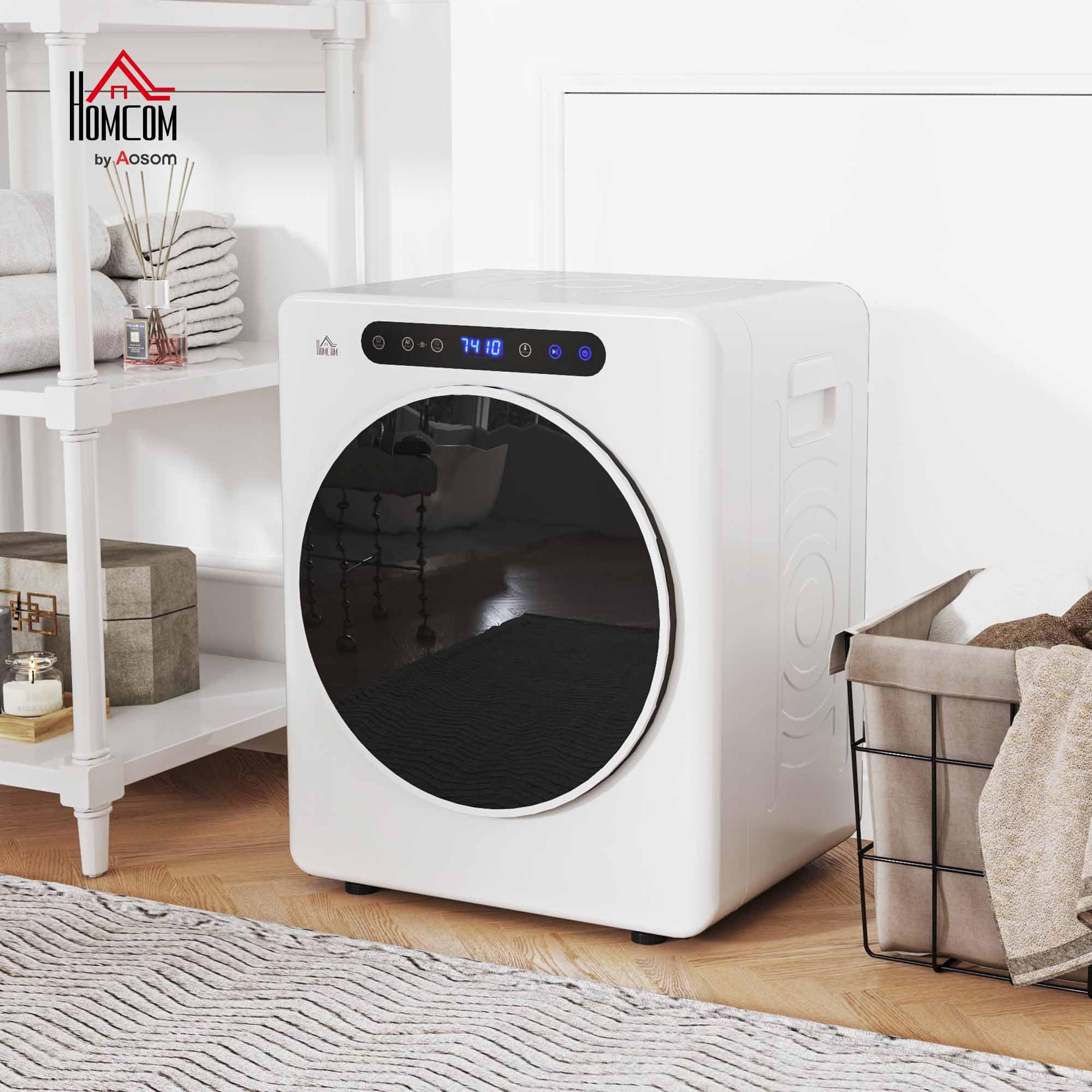 HOMCOM 4kg Vented Tumble Dryer, 1000W Compact Freestanding Front Tumble Dryer with Stainless Steel Tub, Timer, 6 Heat Settings, Small Portable Clothes Drying Machine, White — view 2