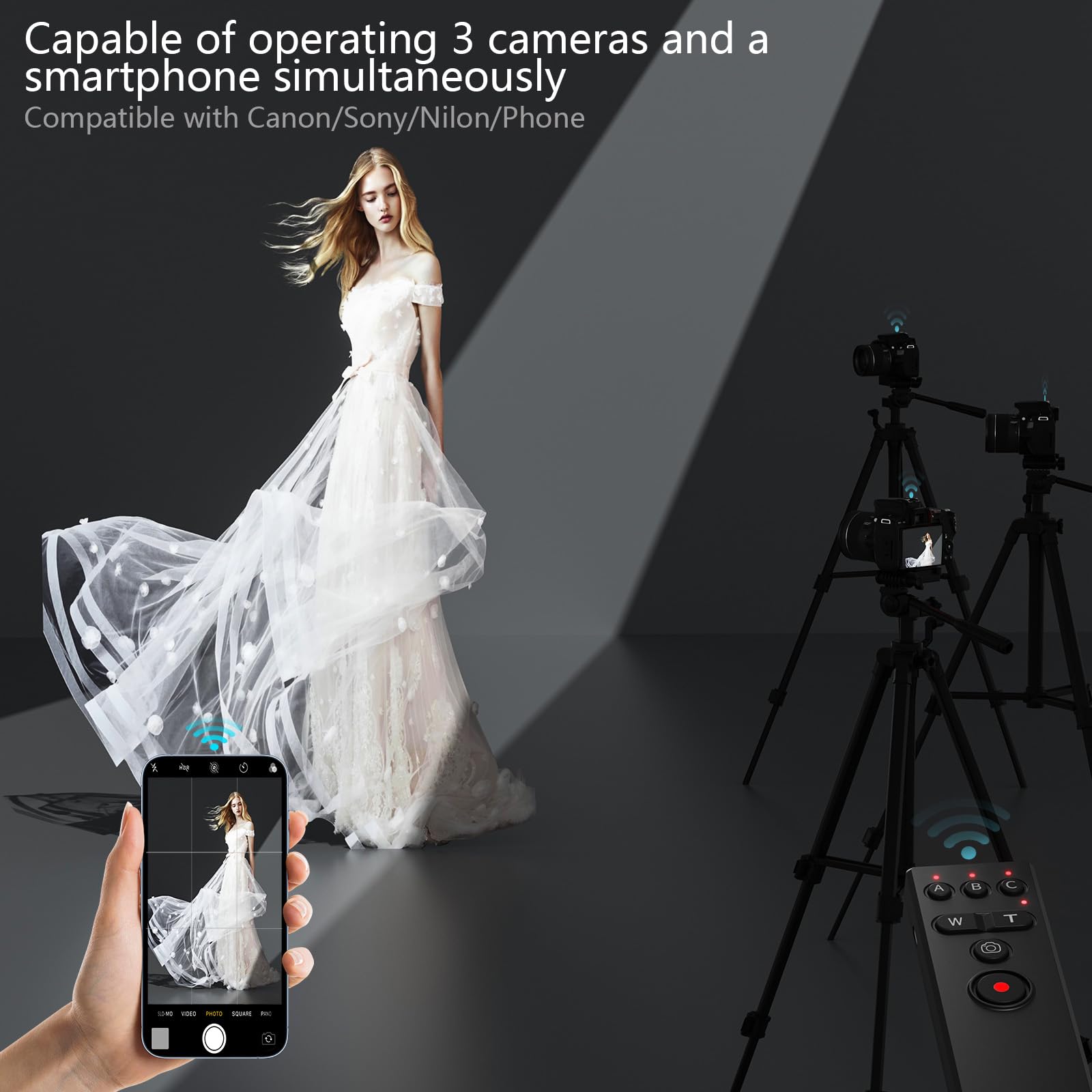 Télécommande sans fil pour appareil photo AODELAN Déclencheur pour Canon, Sony, Nikon, et smartphone, zoom AF Focus enregistrement vidéo compatible avec Canon EOS R6, R7, 850D/Sony ZV-1, ZV-E10,
