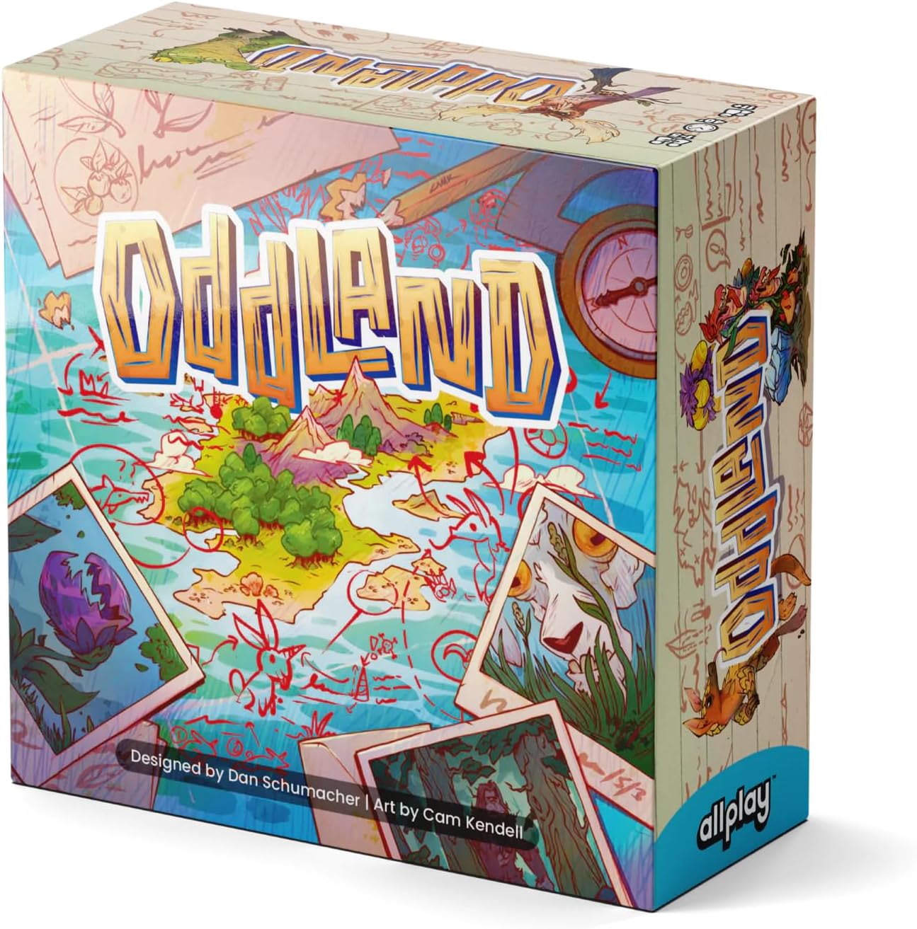 Allplay Oddland Board Game - Tile Laying Game On A Shared Map with Weird Creatures - Overlap Tiles for Unique Scoring Conditions - Small, Travel-Sized Box - 30 Min 1-5 Players Ages 10+