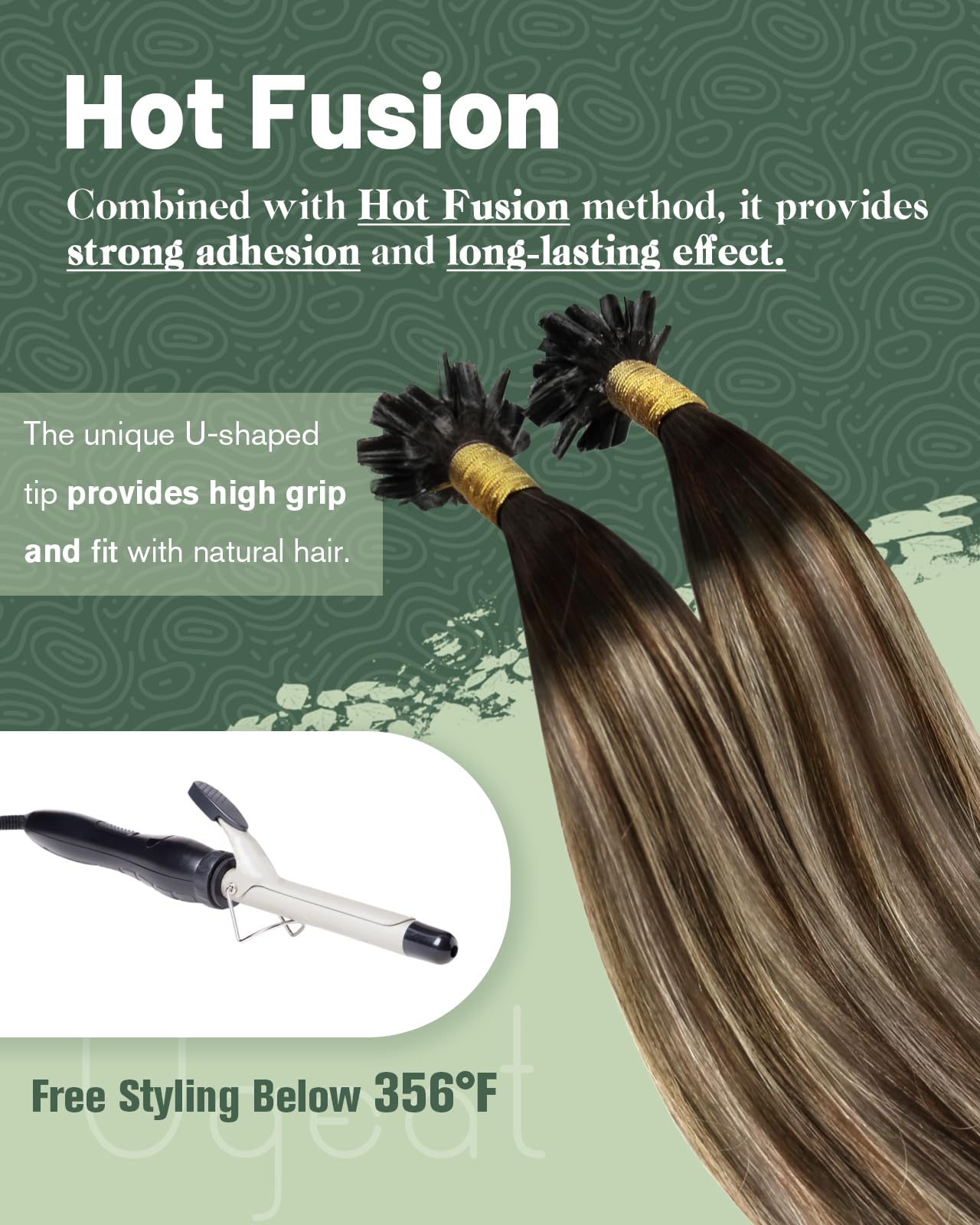 Ugeat Przedłużanie Włosów Keratyna Utip, Włosy Ludzkie, Balayage Naturalna Czerń do Crązu, 55cm 50 sztuk 50g, Przedłużanie Włosów U Tip Blond, Remy Naturalne Proste