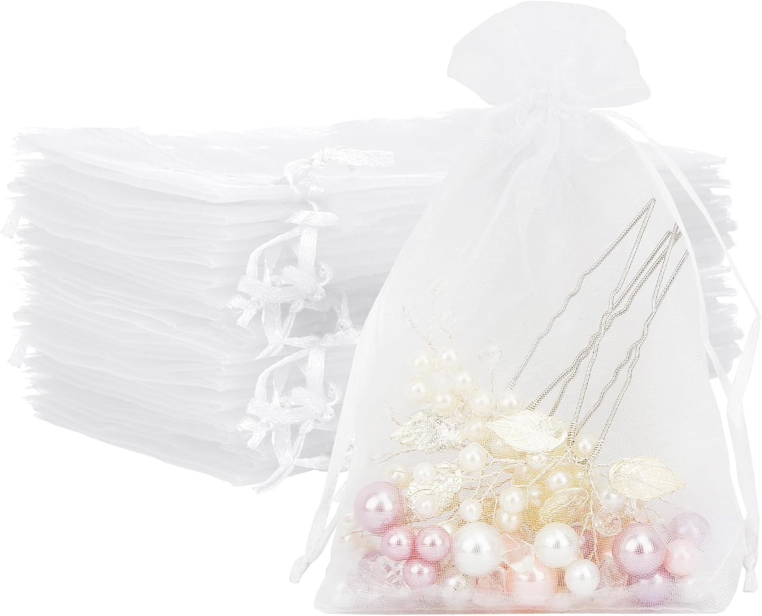 100 Pochettes Sachets couleur noir en Organza pour Bijoux