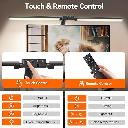 Miniatura 9 de AUSDOM Lámpara LED de escritorio para oficina en casa, luz de trabajo de arquitecto ultra brillante de 24 W con abrazadera y puerto USB, 5 colores y