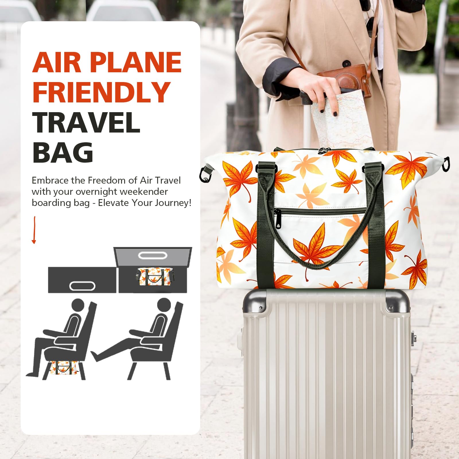 TOPBAG Travel Duffle Bag, Waterproof Weekender Carry On Tote Bags for Women, Sport Gym Bag for Men, Hospital Bag for Labor and Delivery, Overnight Luggage Bag with Trolley Sleeve Coral view 2