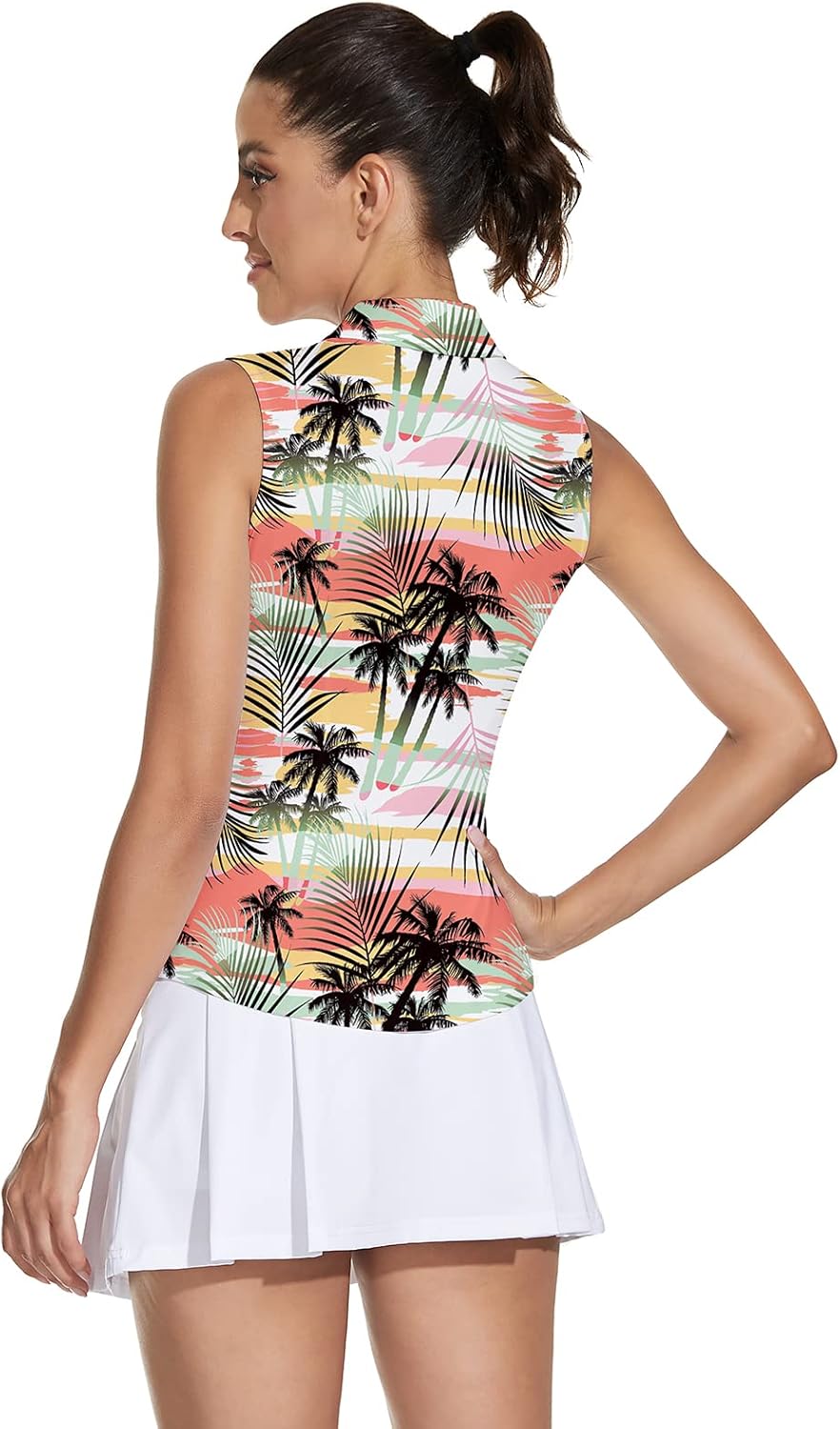 Soneven Womens Sleeveless Golf Shirt Moisture Wicking Athletic Golf Tank Top Printed Polo Tennis Shirts (XS-3XL) - Image 7
