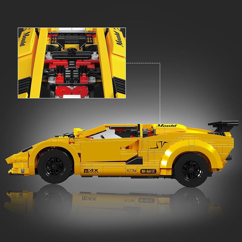 Mould King 13195H Technic Sportautó Építőkocka Szett, 1384 Darabos Távirányítós Versenyautó Modell, DIY Autó Játék 14+ Éveseknek