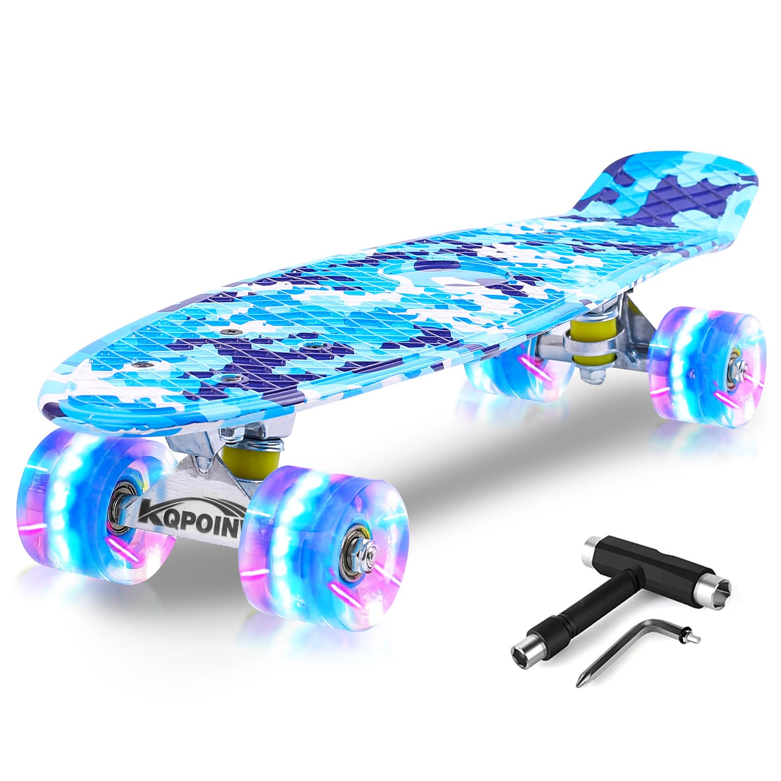 Skateboards, 22" Complete Skateboard, Mini Cruiser Skateboard for Kids Boys Girls Teens Beginners with Colorful Flashing Wheels Skate Tool, Kids Children's Day Gift