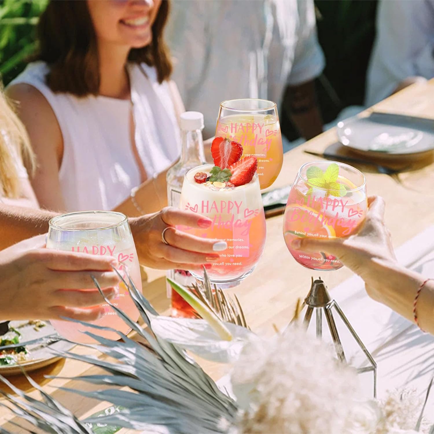 Gifts for Women Birthday Wine Glasses Happy Birthday Gifts Drinking Cups Unique Birthdays Gift ideas for Her Best Friends Mom Sister Girlfriend Wife Pink Birthdays Decorations - Image 8