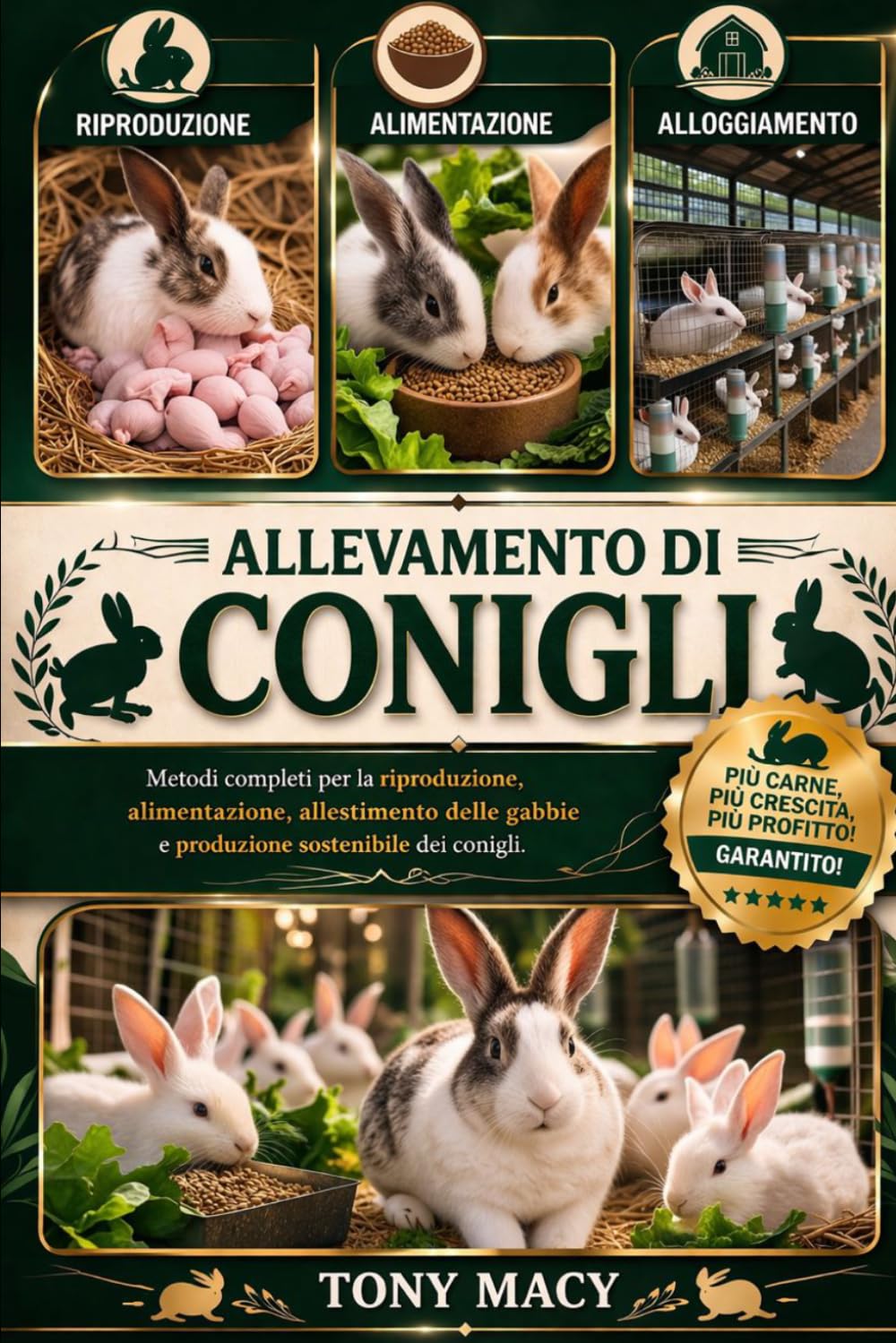 ALLEVAMENTO DI CONIGLI: Metodi completi per la riproduzione, alimentazione, allestimento delle gabbie e produzione sostenibile dei conigli.
