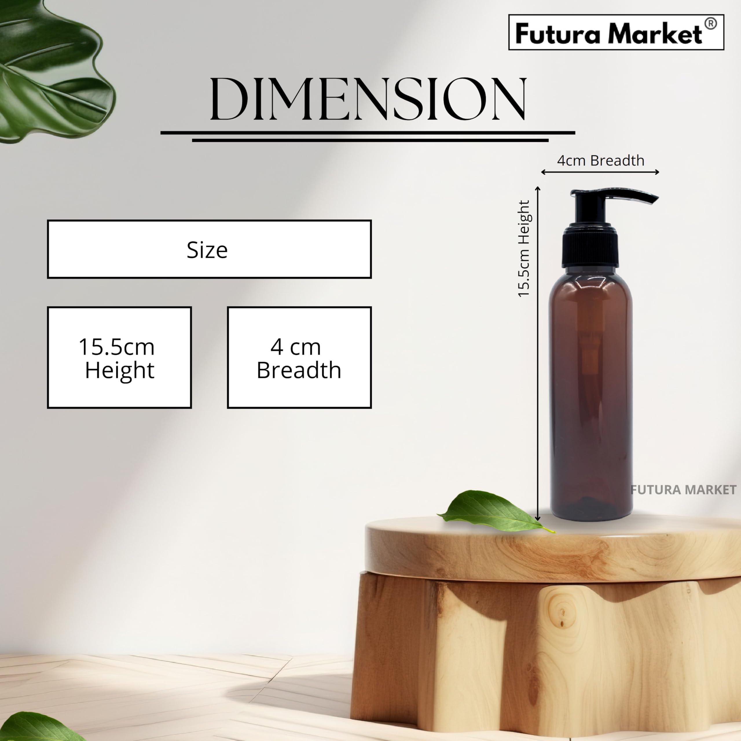 FUTURA MARKET 120 ml Amber Pet Pump Bottle for DIY Cosmetic- Sun Proof, Oxidize Safe, Use for Shampoos, Toners, Conditioner, Body Wash, Cough Syrup etc (Amber, Black Pump - Pack of 1) 2