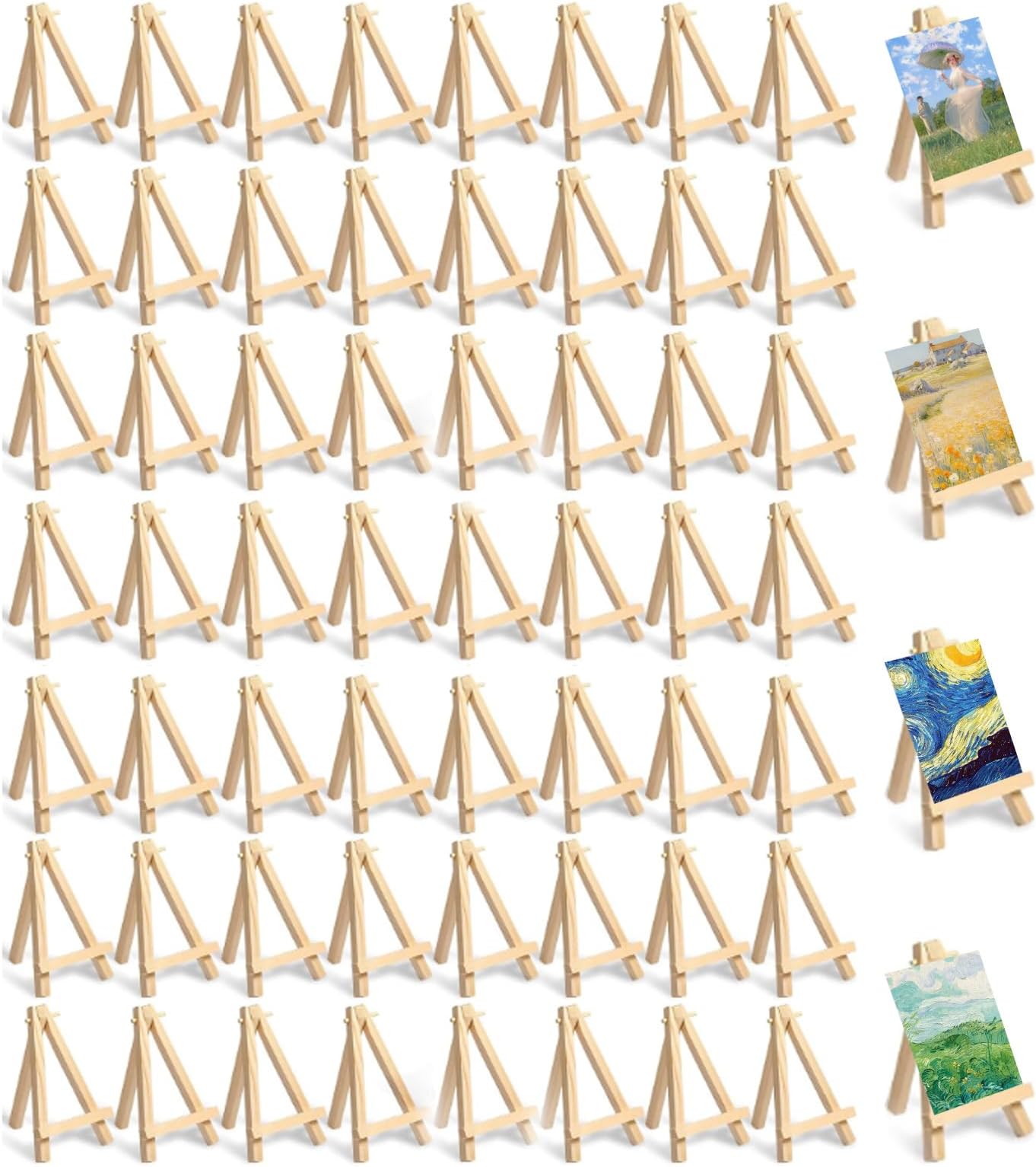 Voittozege 60 Pcs Small Table Top Easels 5 Inches Mini Wood
