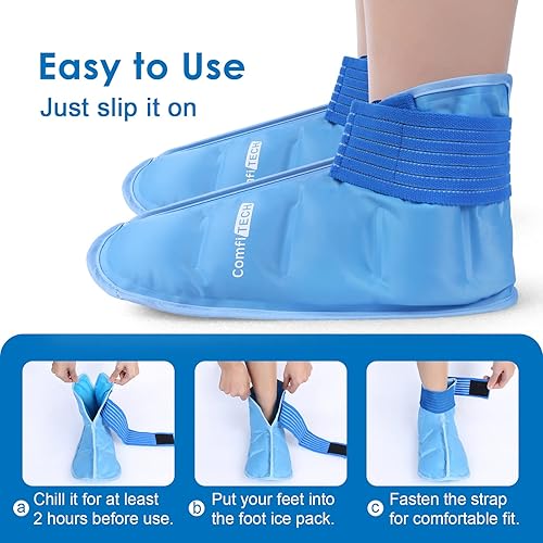 Miniatura 7 de ComfiTECH Paquete de hielo para pies hinchados, paquete de hielo para recuperación de pies, botas de hielo para alivio de la hinchazón de pies y