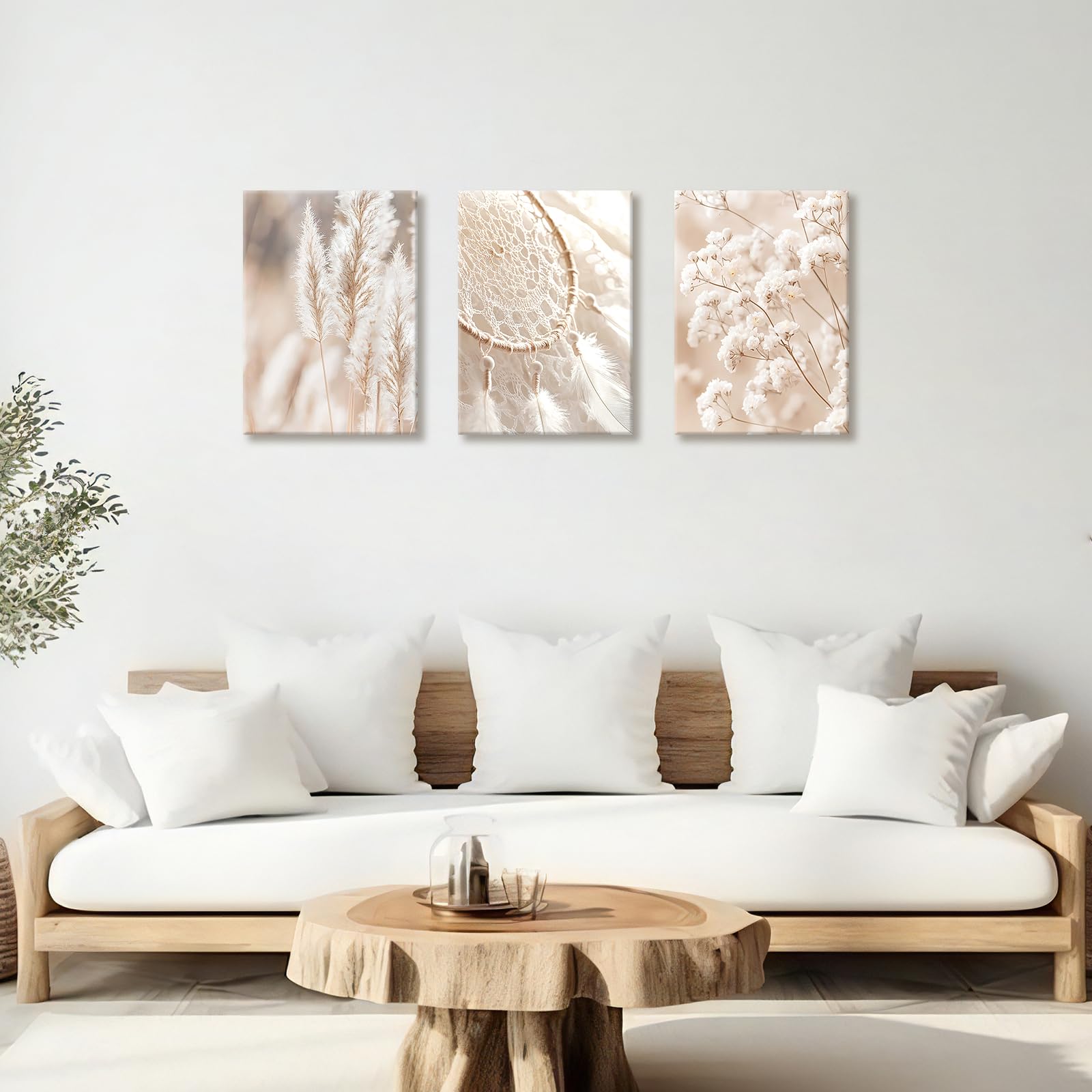 Set 3 Tele Da Parete Floreali Botaniche - Stampe Minimaliste Beige 30x40 Cm - Poster Moderni Per Soggiorno E Camera Da Letto - 2
