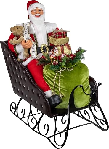 Northlight 4' Deluxe Animated Musical Santa Claus in Jeweled Sleigh Christmas De