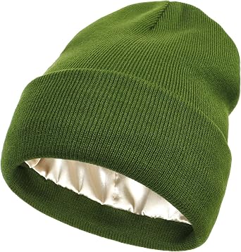 Facecozy Satin Lined Beanie Hats for Women Soft and Warm Winter Hats for Women Men Slouchy Beanie Ha