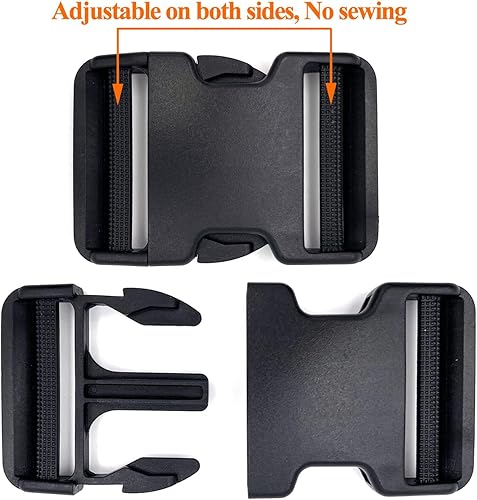 Miniatura 10 de honigo Hebillas de liberación lateral rápida de 1 pulgada de ancho, 3 piezas, doble ajustable, sin clips de costura, broches de 1 pulgada, repuesto