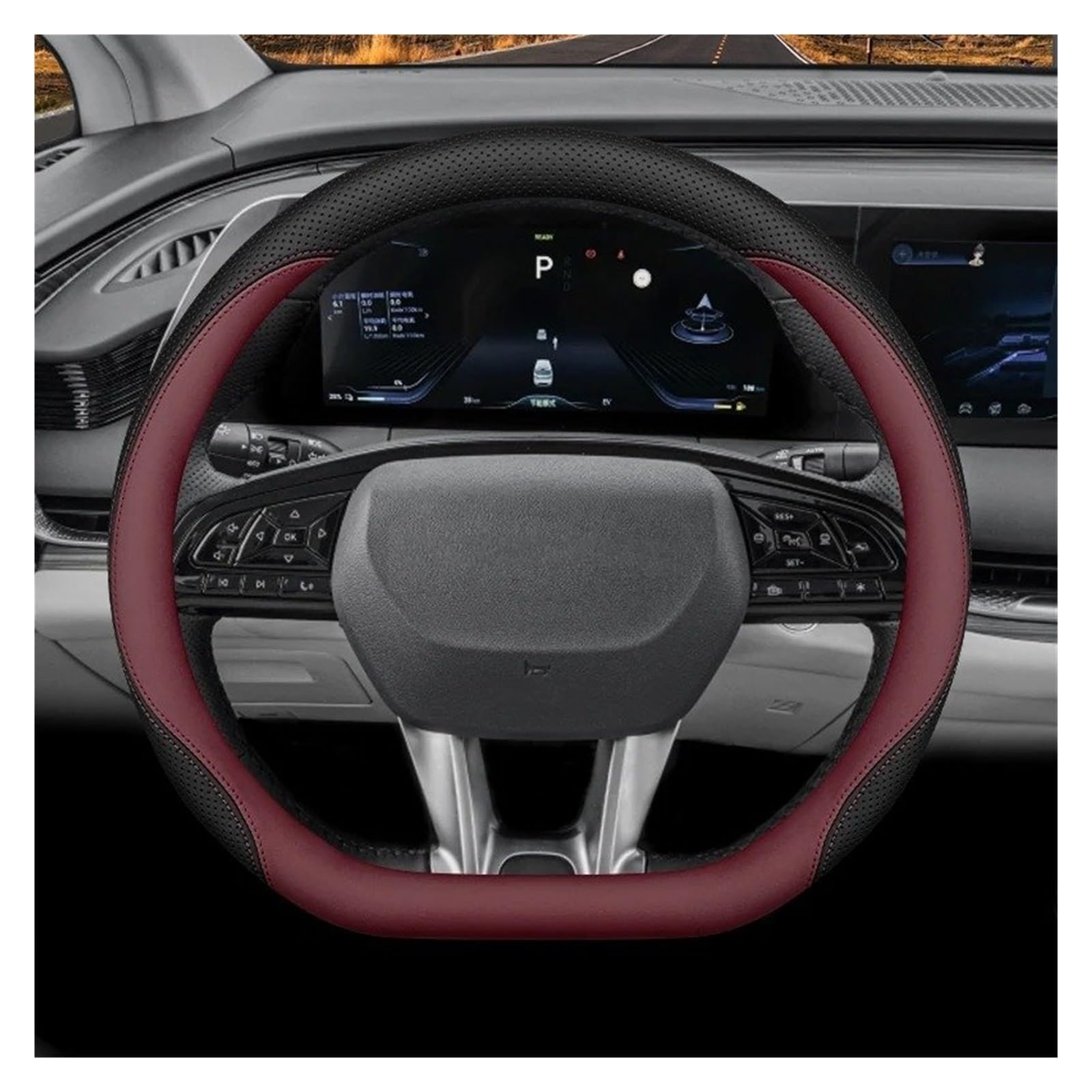 Lenkrad Bezug Lenkradschutz Leder-Lenkradabdeckung Für Dongfeng Für Forthing Für T5 Für Evo Für Friday 2024 2025 Zubehör(Black Line)