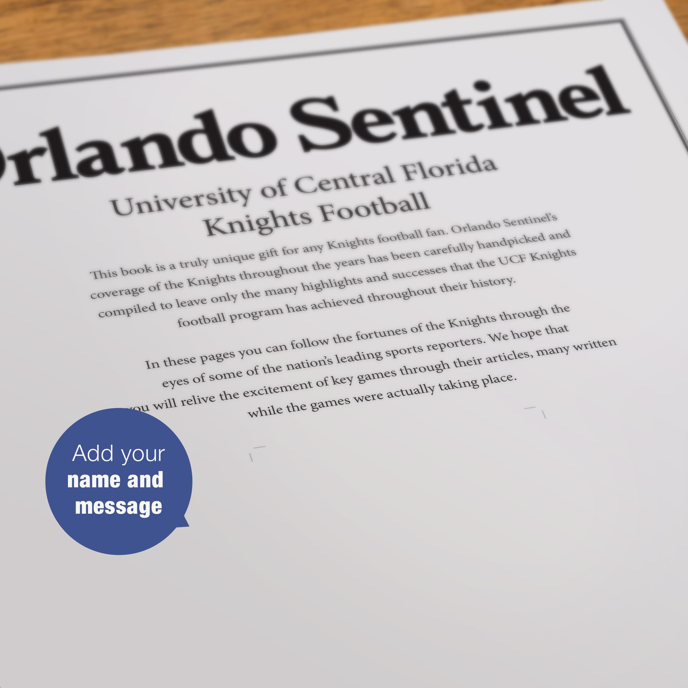 Signature Gifts Florida College Football - Libro de historia de periódicos personalizado, tamaño A3, tapa dura de lujo, para fanáticos del fútbol universitario, alumnos, regalo de recuerdo para