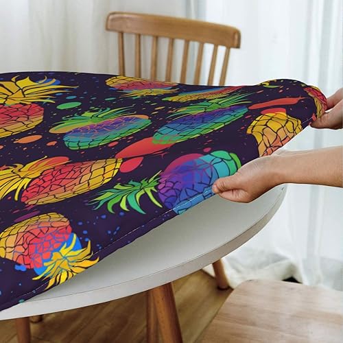 Vista 96 de Delerain Mantel redondo ajustable de hortensia azul, mantel redondo impermeable con borde elástico, lavable, para interiores y exteriores, se adapta