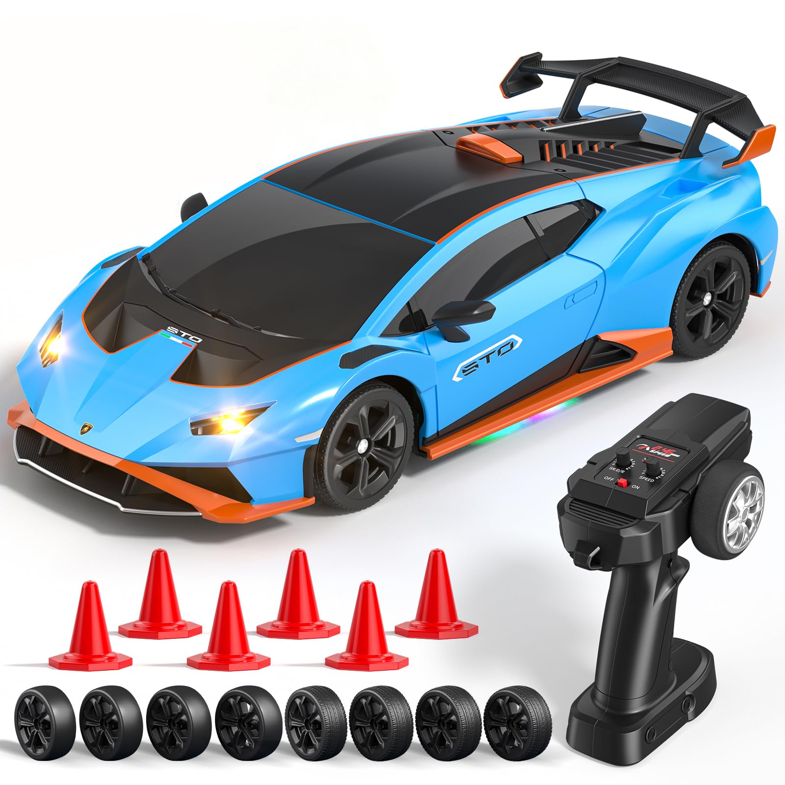 AYIQUTY Lamborghini RC Drift Auto, 1:24 Mini 4WD Ferngesteuertes Drift Auto 123
