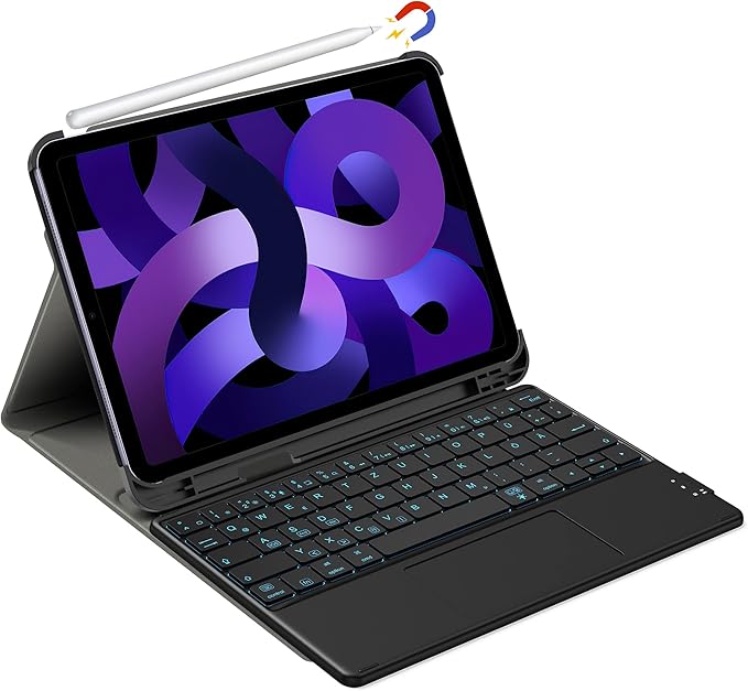 Ipad Air 2022 Hülle Mit Tastatur LIBOZMKO Beleuchtete Tastatur Hülle für iPad Air 5 Generation 2022
