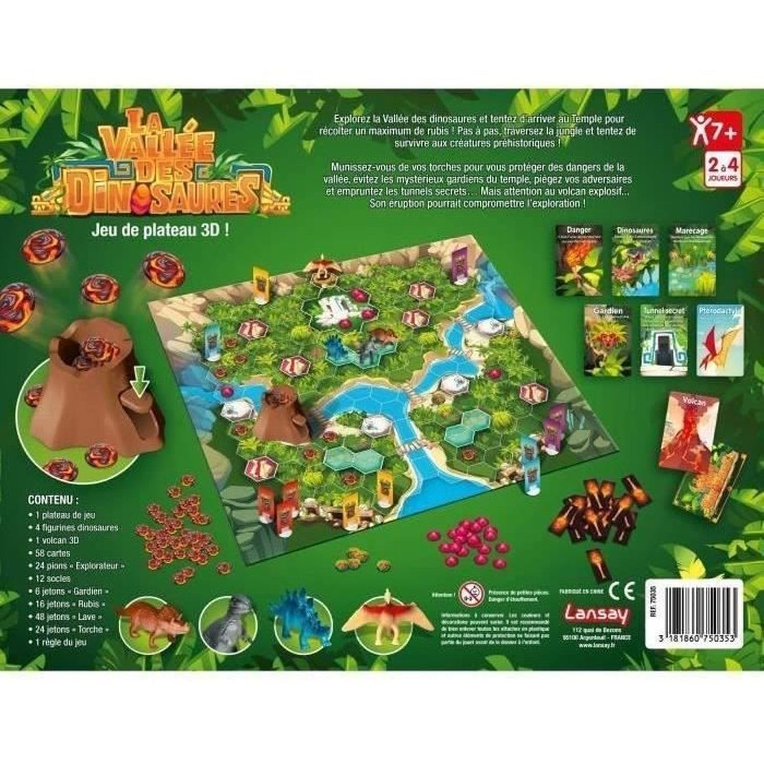 El Valle de los Dinosaurios - Juego de Mesa - Estrategia y Aventura Entre Amigos o en Familia - Desde 7 años - 2 a 4 Jugadores - Lansay