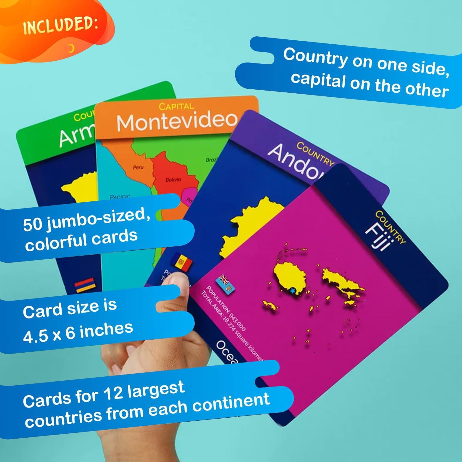 GeoToys GeoCards, World Complete Edition Flash Cards Geography Game, Countries of the World Flashcards, Kids Card Games for Families, Home, School & Travel - Fun Games for Kids Ages 4 and Up