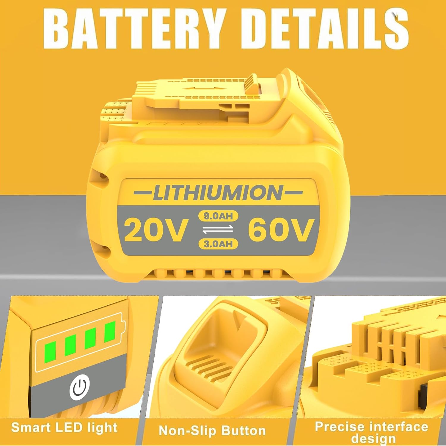 9.0Ah Replacement for Dewalt 20V 60V Battery and Charger Flexvolt 60V Max Compatible with DCB112 DCB609 DCB606 DCB612 DCB200 DCB201 DCB203 DCB204 DCB206 DCB207 DCB209 Home Improvement Outside Work - Image 3