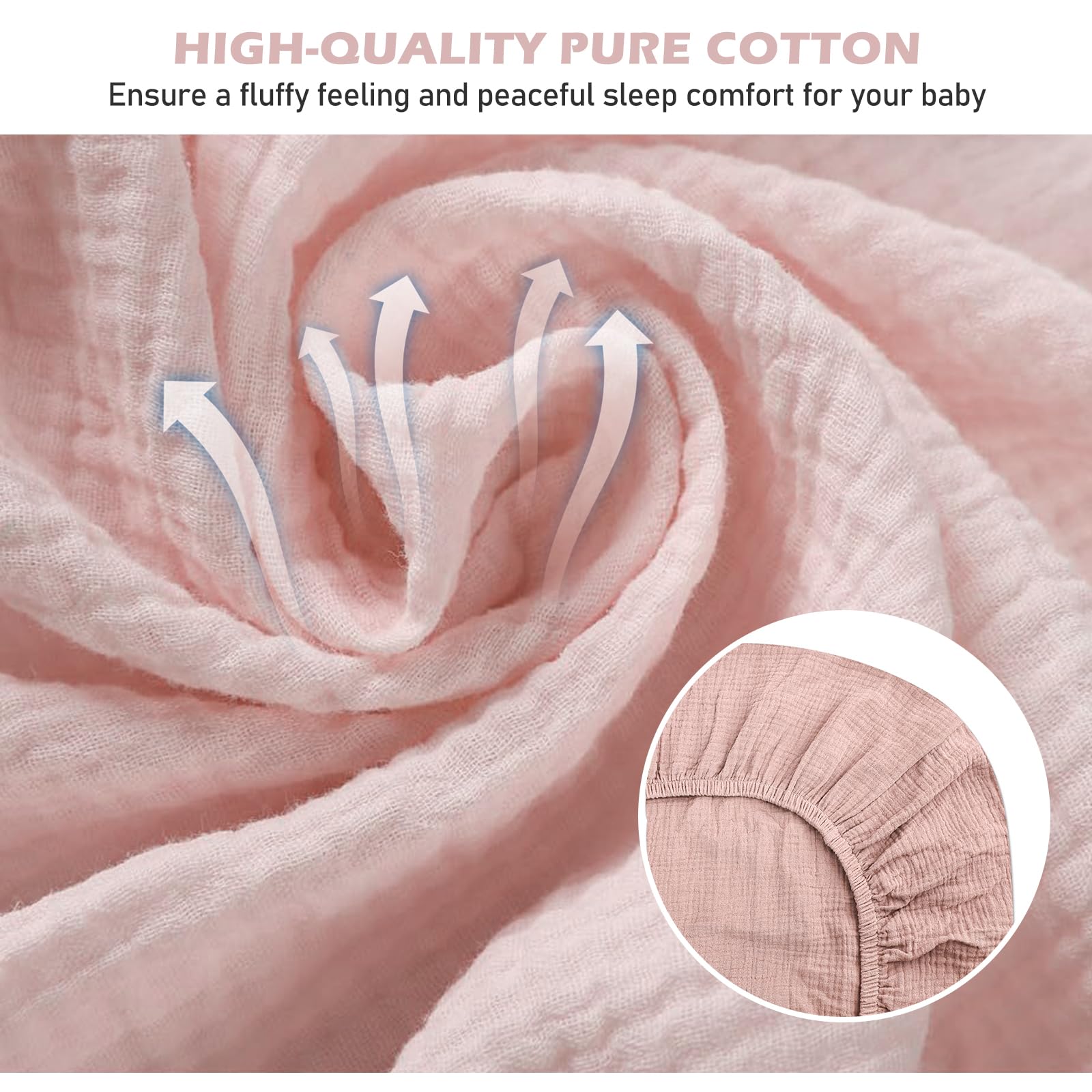 Drap Housse Cododo En Mousseline De Coton 90x50CM 100% Coton Draps